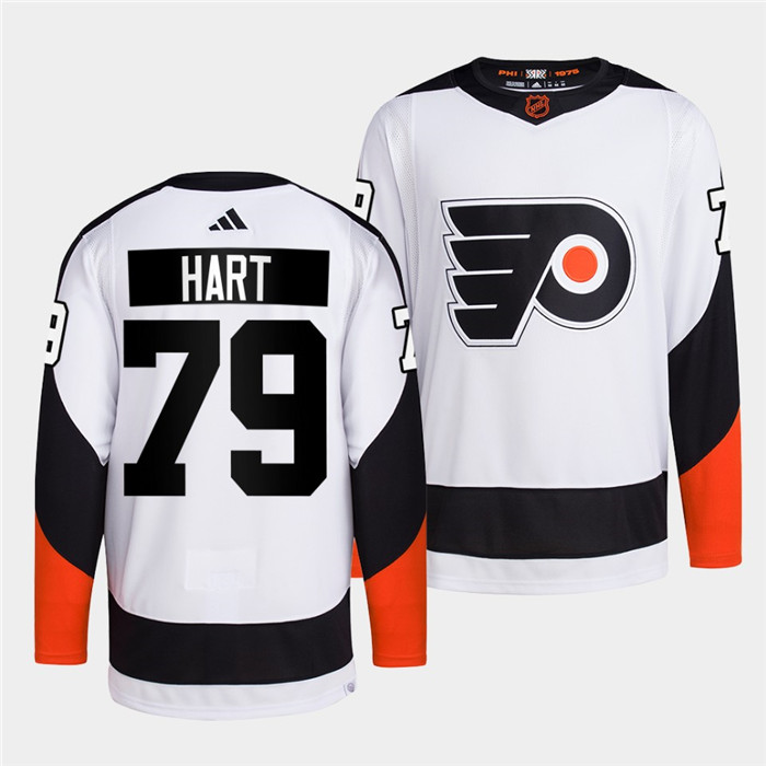 Men's Philadelphia Flyers #79 Carter Hart White 2022 Reverse Retro Stitched Jersey
